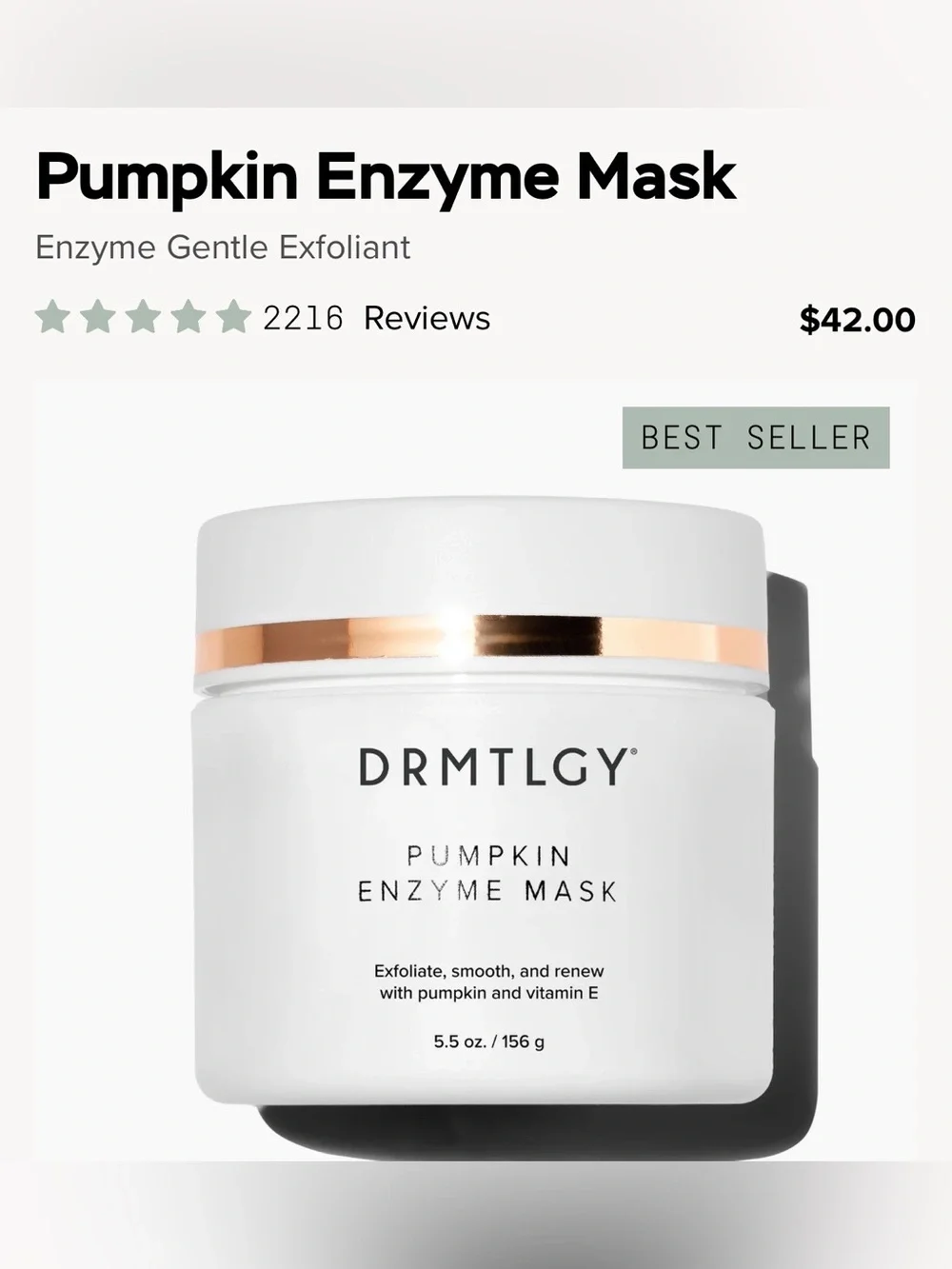 DRMTLGY/Pumpkin Enzyme Mask Renew/Brand NEW! SEALED! Excellent mask!
